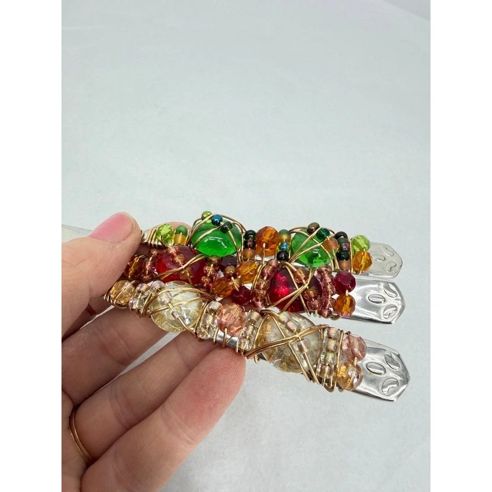 Wire Wrapped Beaded Appetizer Hordoeuvres Cocktail Forks Party Set of 3 Serving